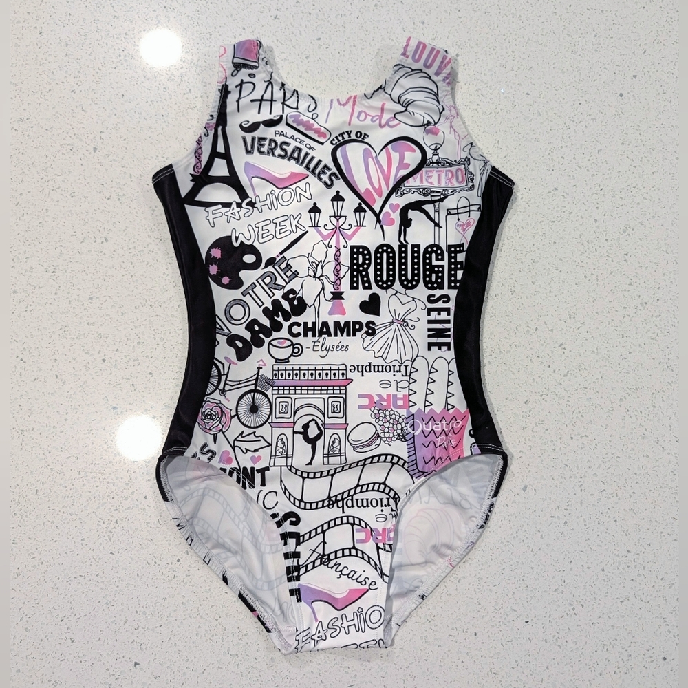 RARE PARIS France UK QUATRO QUATTRO Gymnastics Dance Leotard EXTRA SMALL Olympic